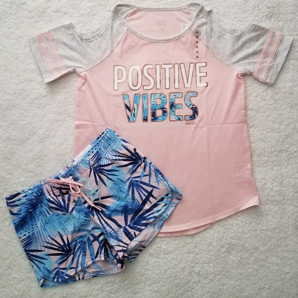 NWT JUSTICE Girls 10 Logo Football Tee /& Full Length Leggings Outfit